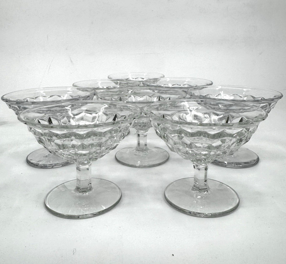 Fostoria American Cubist Footed Sherbet Glasses Set of 8 Cubist Dishes 3in